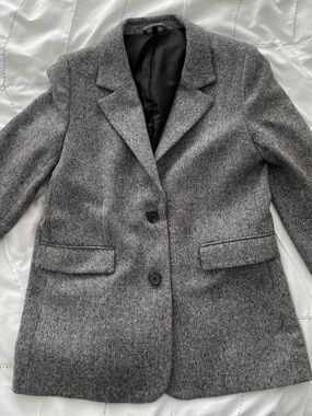& Other Stories Grey Herringbone Tailored Blazer